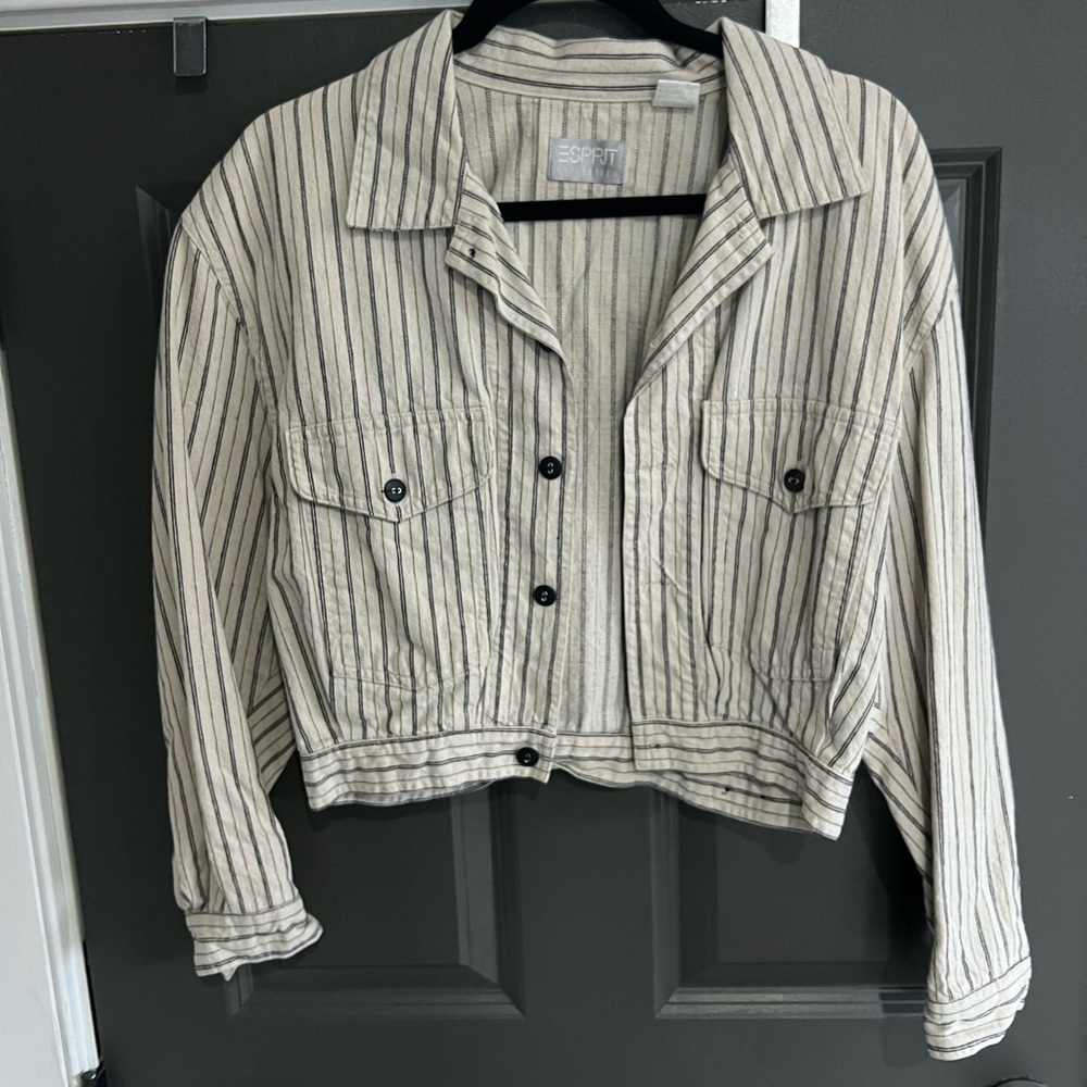 In striped jacket